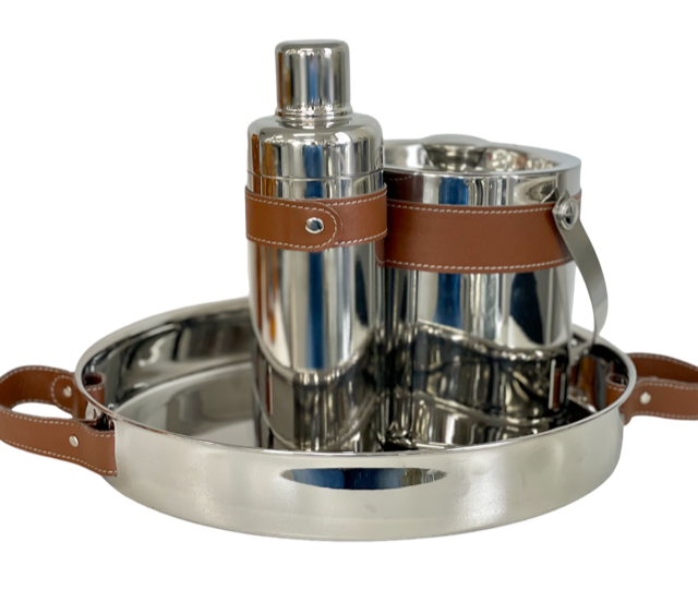 201E - Stainless Steel Cocktail Shaker: Leather