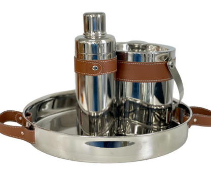 201E - Stainless Steel Cocktail Shaker: Leather