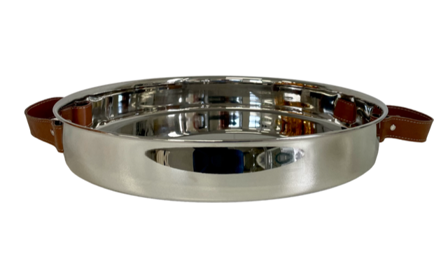 201F - Stainless Steel Cocktail Tray: Leather