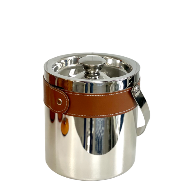 201G - Stainless Steel Ice Bucket:Leather
