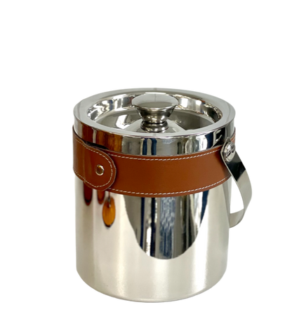 201G - Stainless Steel Ice Bucket:Leather