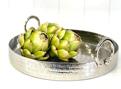 201Q - Hammered Round Tray W/Rings 45X45X11