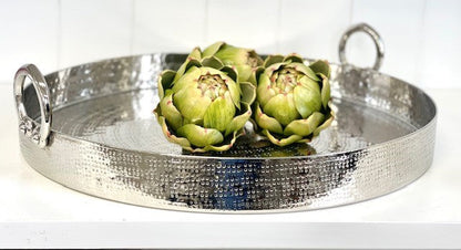 201Q - Hammered Round Tray W/Rings 45X45X11