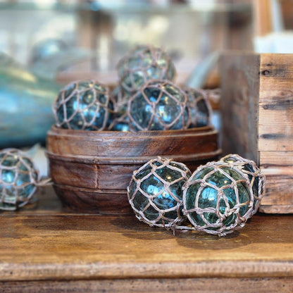 Set 10 X 2.5" Glass Float - Taupe Rope #5513