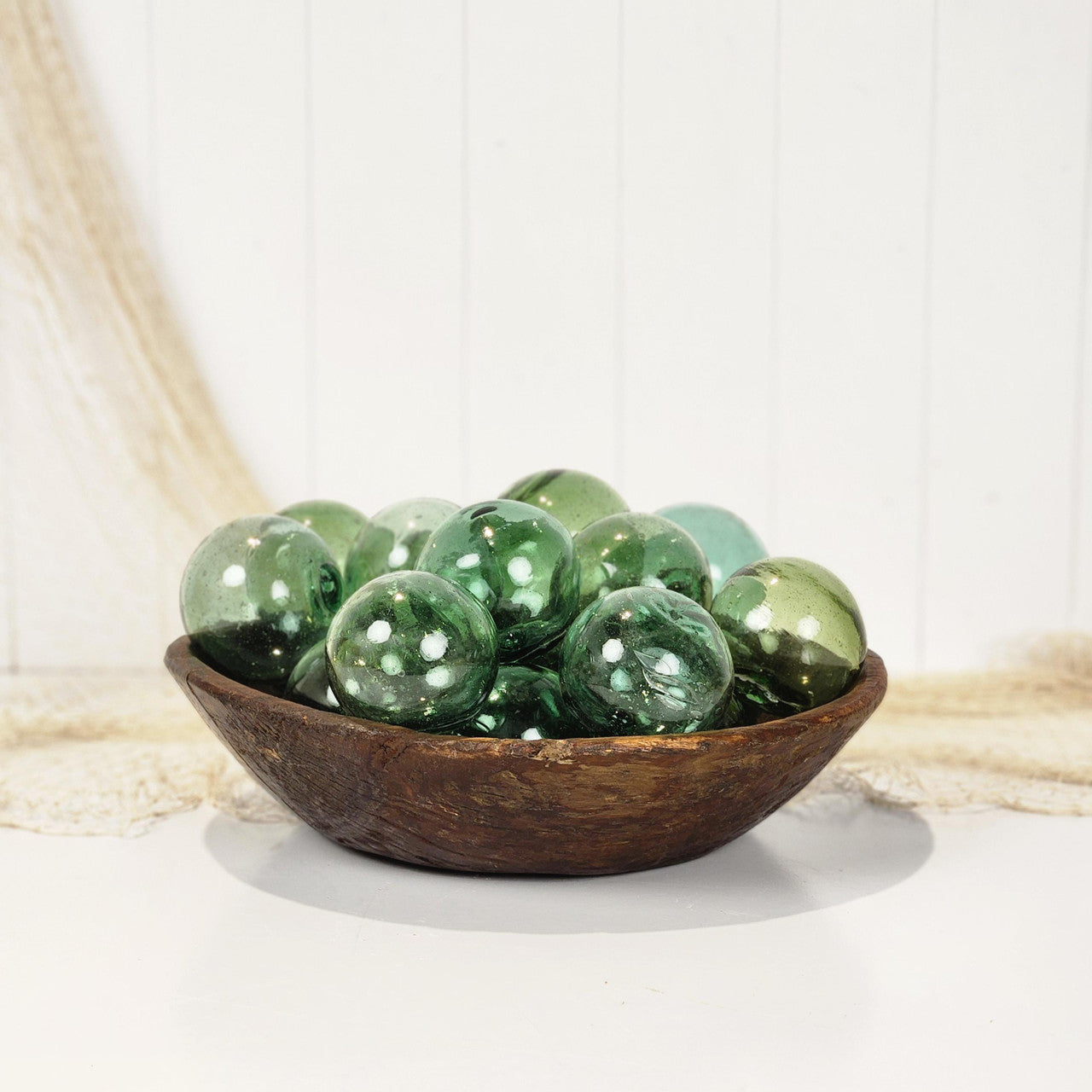 Set 5 X 2.5" Glass Float - Green No Net #4989