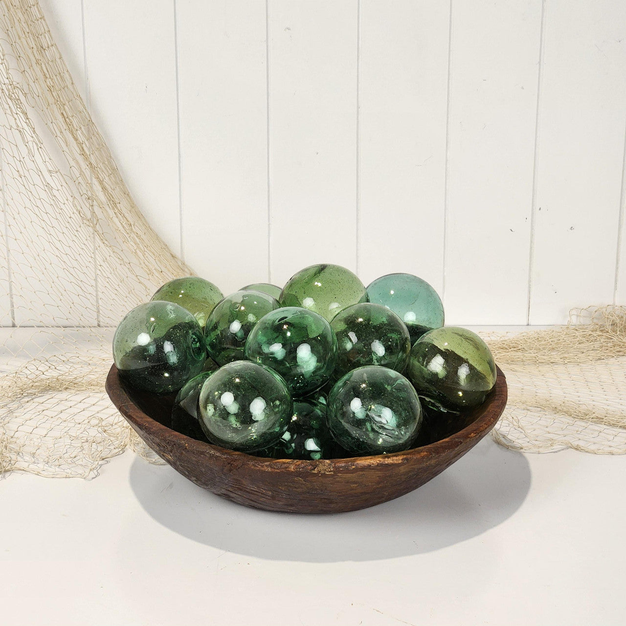 Set 5 X 2.5" Glass Float - Green No Net #4989