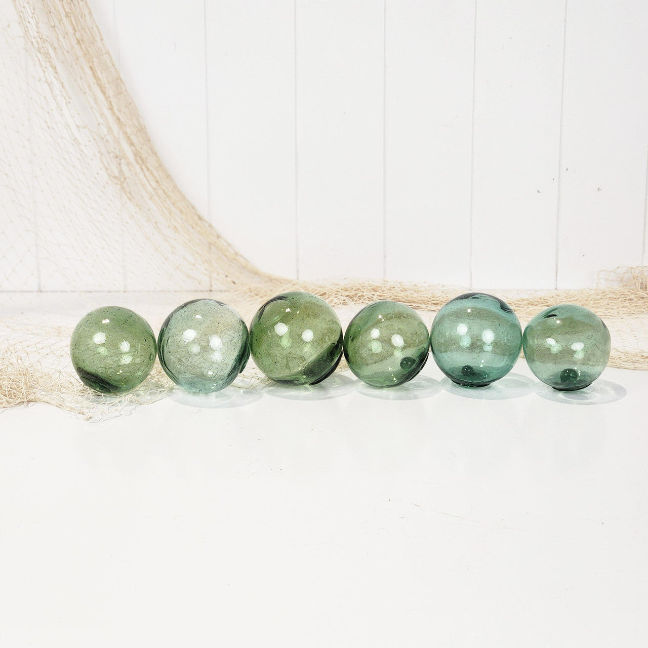 Set 5 X 2.5" Glass Float - Green No Net #4989
