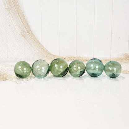 Set 5 X 2.5" Glass Float - Green No Net #4989
