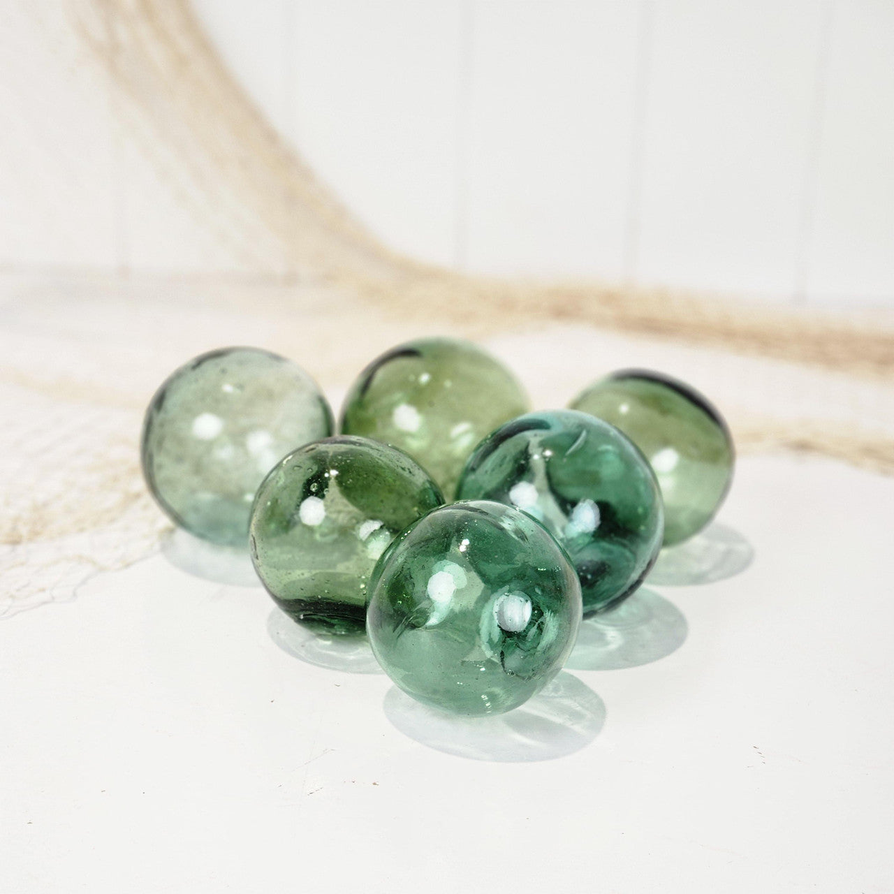 Set 5 X 2.5" Glass Float - Green No Net #4989