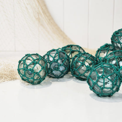 Set 5 X 2.5" Glass Floats #201G Green