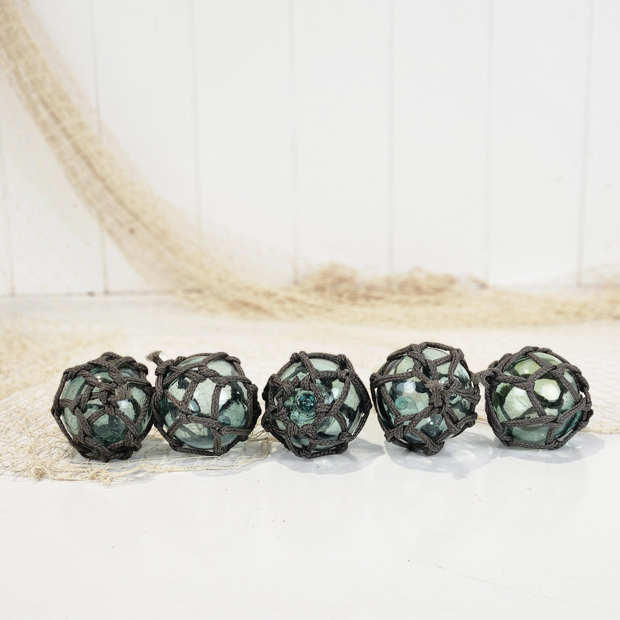 Set 5 X 2.5" Glass Float - Thick Cord #0101Tc