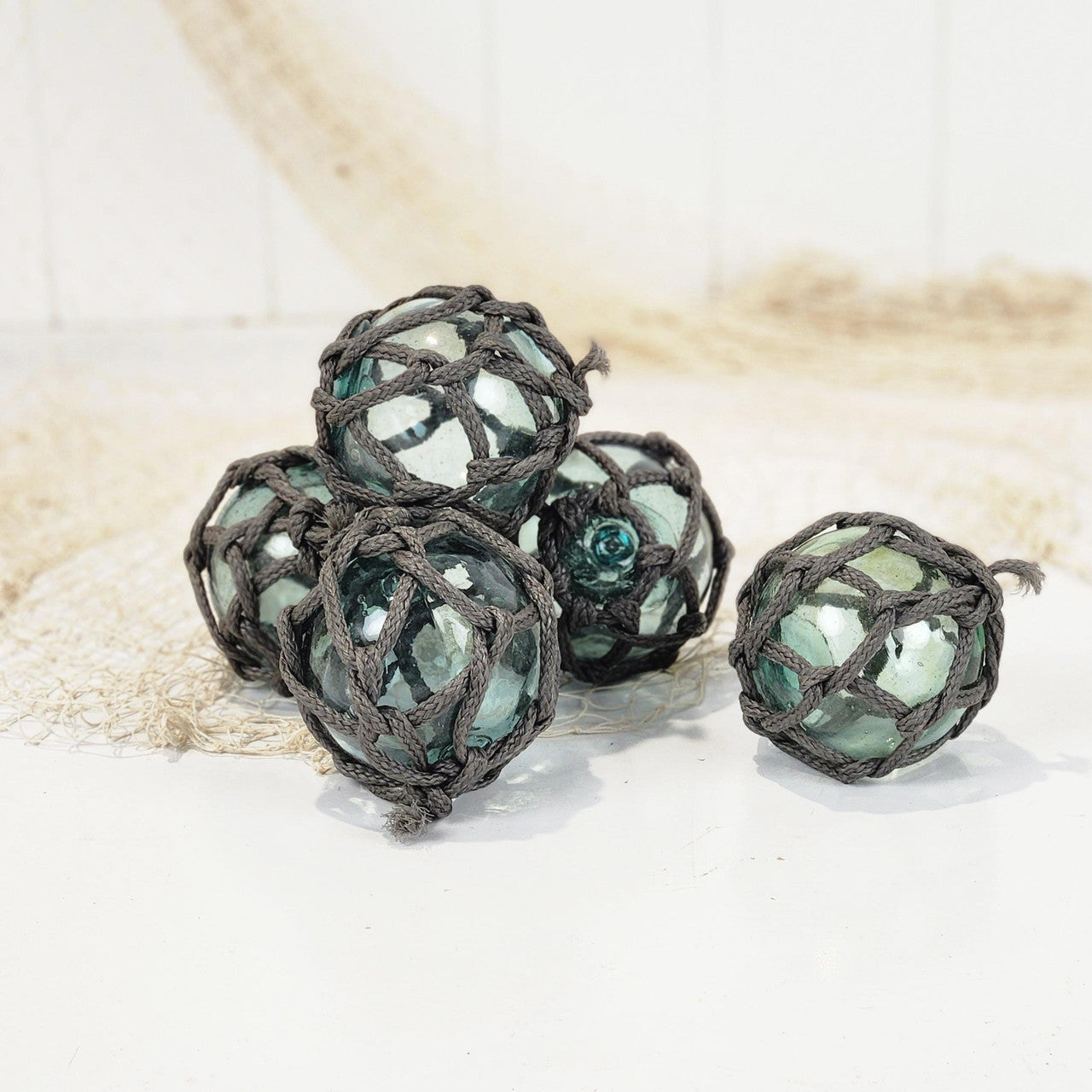 Set 5 X 2.5" Glass Float - Thick Cord #0101Tc