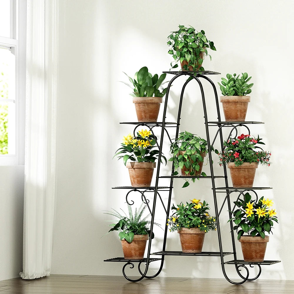 9 Tier Metal Plant Stand Garden Flower Pots Holder Display Rack