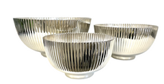 203B - Decor Bowl Ribbed Silver 26X14Cm