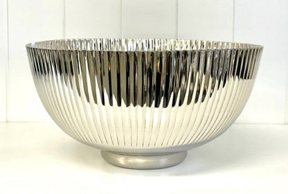 203C - Decor Bowl Ribbed Silver 31 X16 Cm