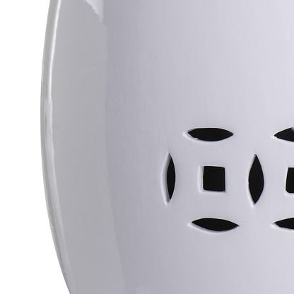 White Ceramic Cut Out Stool 44Cmsh. A Little Side Table, Extra Seating Or Pop A Potted Fern On It