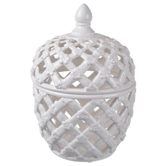 Lattice Decorative Lidded Jar Tall Flower Motive Adding A Modern Touch To Your Space