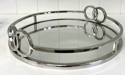 207B - Round 2 Buckle Tray Silver Small 33Cm Dia