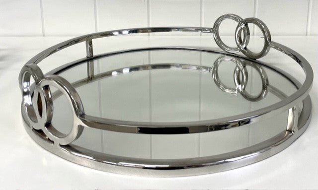 207C - Round 2 Buckle Tray Silver Lrg  40Cm Dia