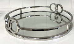207C - Round 2 Buckle Tray Silver Lrg  40Cm Dia