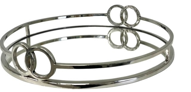 207B - Round 2 Buckle Tray Silver Small 33Cm Dia