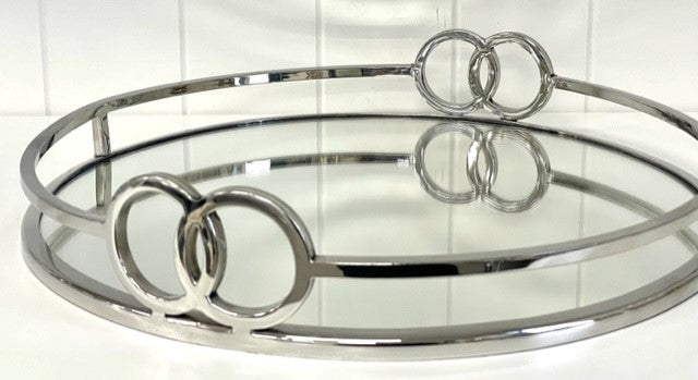 207C - Round 2 Buckle Tray Silver Lrg  40Cm Dia