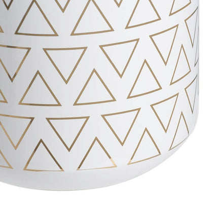 Geo Vase 20 Cms High Indoor/Outdoor. Our Geo Vase Small  With A Gloss White Finish And Gold Trim