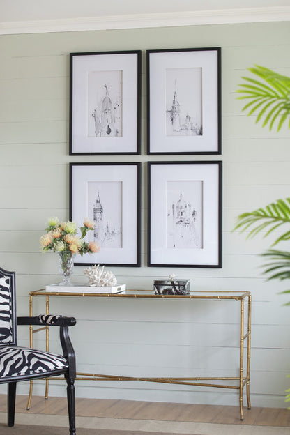 Set Of 4 Steeple Buildings Framed Prints.