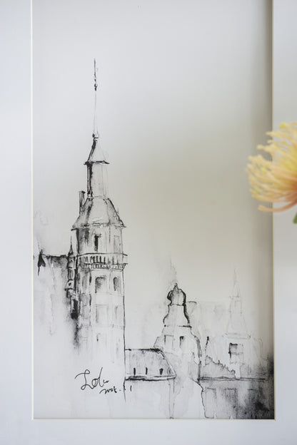 Set Of 4 Steeple Buildings Framed Prints.