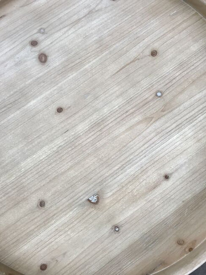 格子模様のラウンドシャビーシックコーヒーテーブル アンティーク調ホワイト