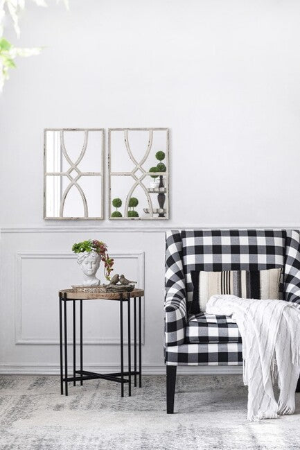 Set Of 2 Shabby Chic Carved Wall Mirrors 60. Set Of 2 Shabby Chic Carved Wall Mirrors Feature A Unique Pattern Of Whitewashed, Carved Wood