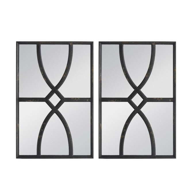Set Of 2 Black Carved Wall Mirrors . They Can Be Displayed Side By Side Or Separately.