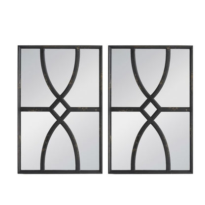 Set Of 2 Black Carved Wall Mirrors . They Can Be Displayed Side By Side Or Separately.