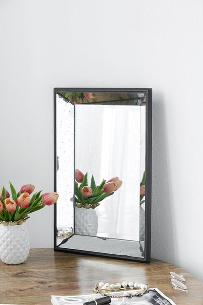 Antique Mirror Rectangular Tray. Reflect Vintage Glamour With This Rectangular Glass Tray With Antiqued Frame