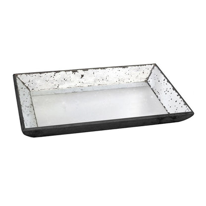 Antique Mirror Rectangular Tray. Reflect Vintage Glamour With This Rectangular Glass Tray With Antiqued Frame