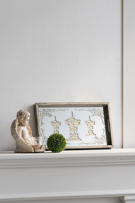 Antique Mirror Set Of 2 Rectangular Trays