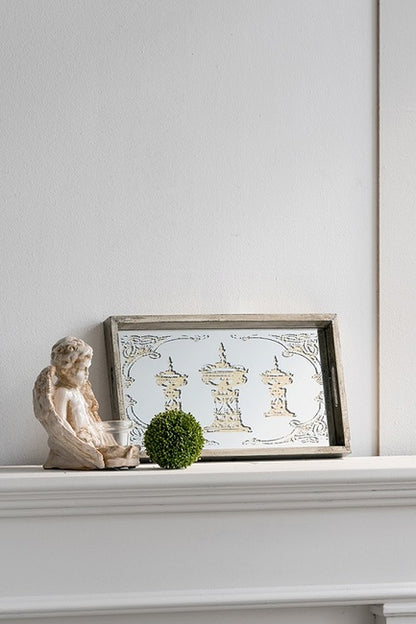 Antique Mirror Set Of 2 Rectangular Trays