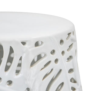 Palm Leaf Cutwork Ceramic Stool