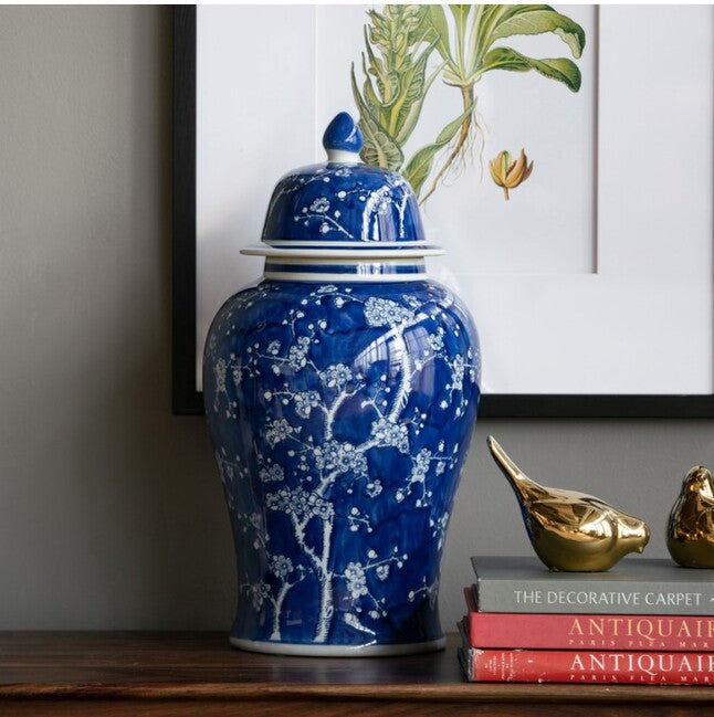 Cherry Blossom Ginger Jar 46Cm. Delicate Cherry Blossom Pattern