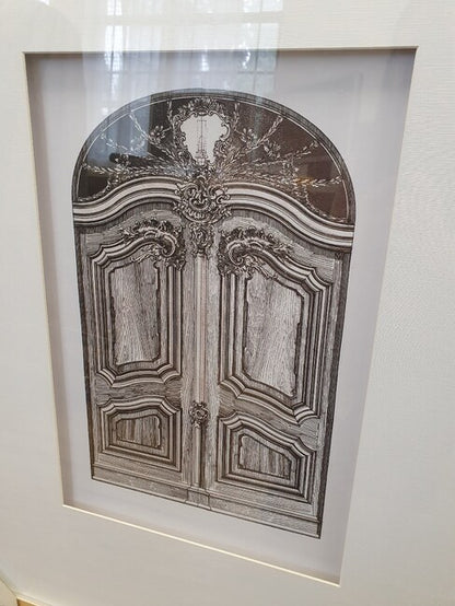 Ornate Doors Fake Pencil Wall Art Set Of 2. Classic Architecture. Intricate Renderings