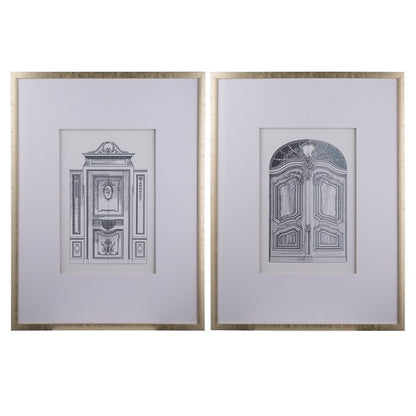 Ornate Doors Fake Pencil Wall Art Set Of 2. Classic Architecture. Intricate Renderings