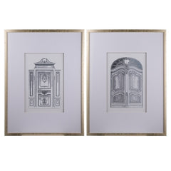 Ornate Doors Fake Pencil Wall Art Set Of 2. Classic Architecture. Intricate Renderings