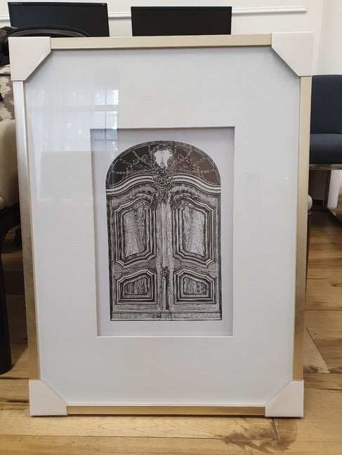Ornate Doors Fake Pencil Wall Art Set Of 2. Classic Architecture. Intricate Renderings