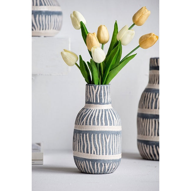 Tan and Black Ceramic Vase