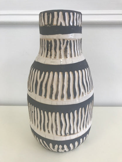 Tan and Black Ceramic Vase Tall