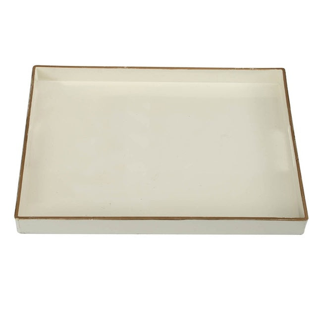 Mimosa Rectangle Tray In White A Lovely Combination Of Bright White And Gold Trim