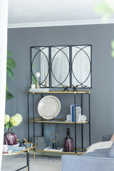 Set Of 3 Black Swirl Wall Iron Frame Mirror 81. Minimalist And Easily Blends With Any Style