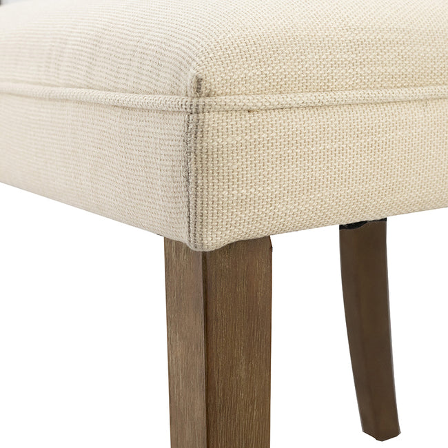 铆钉米色无扶手餐椅 2 件套