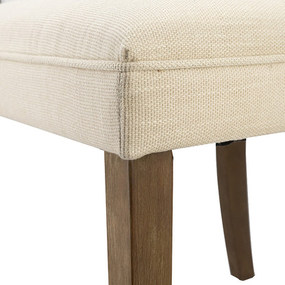 铆钉米色无扶手餐椅 2 件套