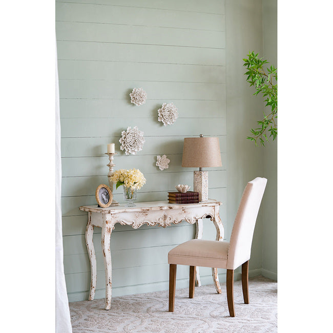 铆钉米色无扶手餐椅 2 件套